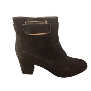 Calvin Klein Boots Womens Size 10 Black Faux Suede Ankle Bootie CATTEE 34E09079